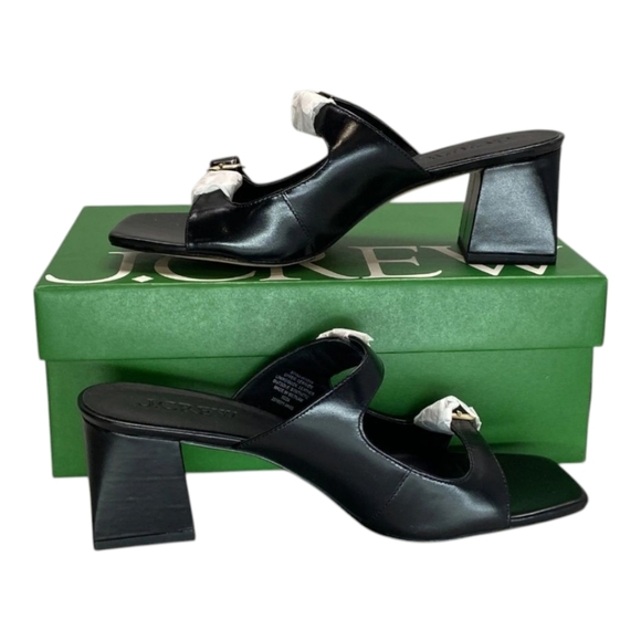 J. Crew Womens Size 9 Layne Buckle Leather Two Strap Heel Sandals BX899 - Black - Picture 5 of 14